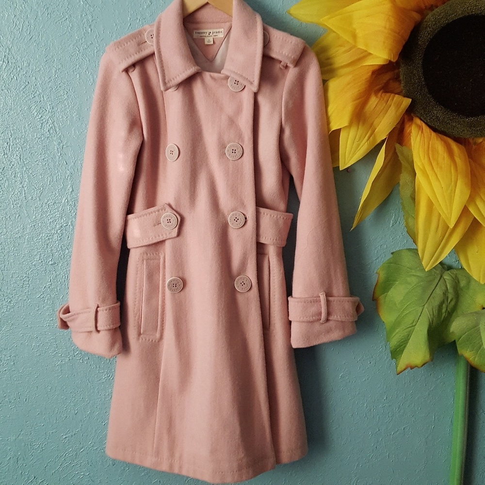 Tommy Hilfiger pink wool blend trench sz M